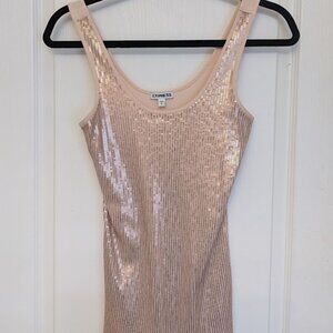 Petal Pink Sequined Long Sleeveless Y2K Style Going Out Top Barbie, Glam